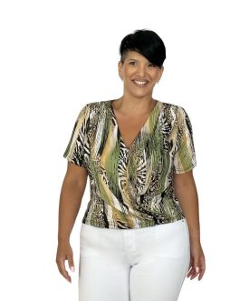 Zebra-Floral Wrap Τοπ