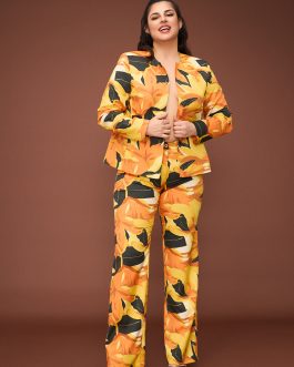 Floral Κοστούμι σε Έντονο Κίτρινο