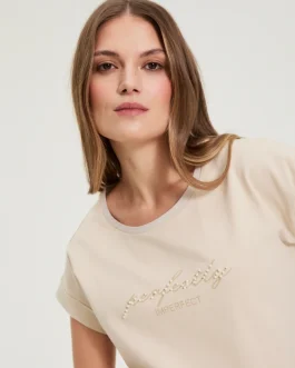 Μπεζ T-Shirt “Perfectly Imperfect”