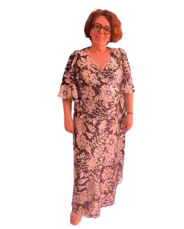 Μάξι Κρουαζέ Φόρεμα με Floral Μοτίβο