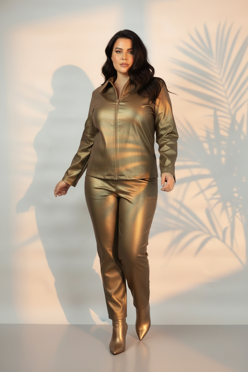 Σατέν Co-Ord Σετ Πουκάμισο & Παντελόνα – Style 3